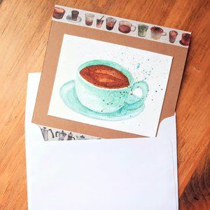 5x5 in. Coffee-Themed Greeting Card w/ Envelope | Blank Interior